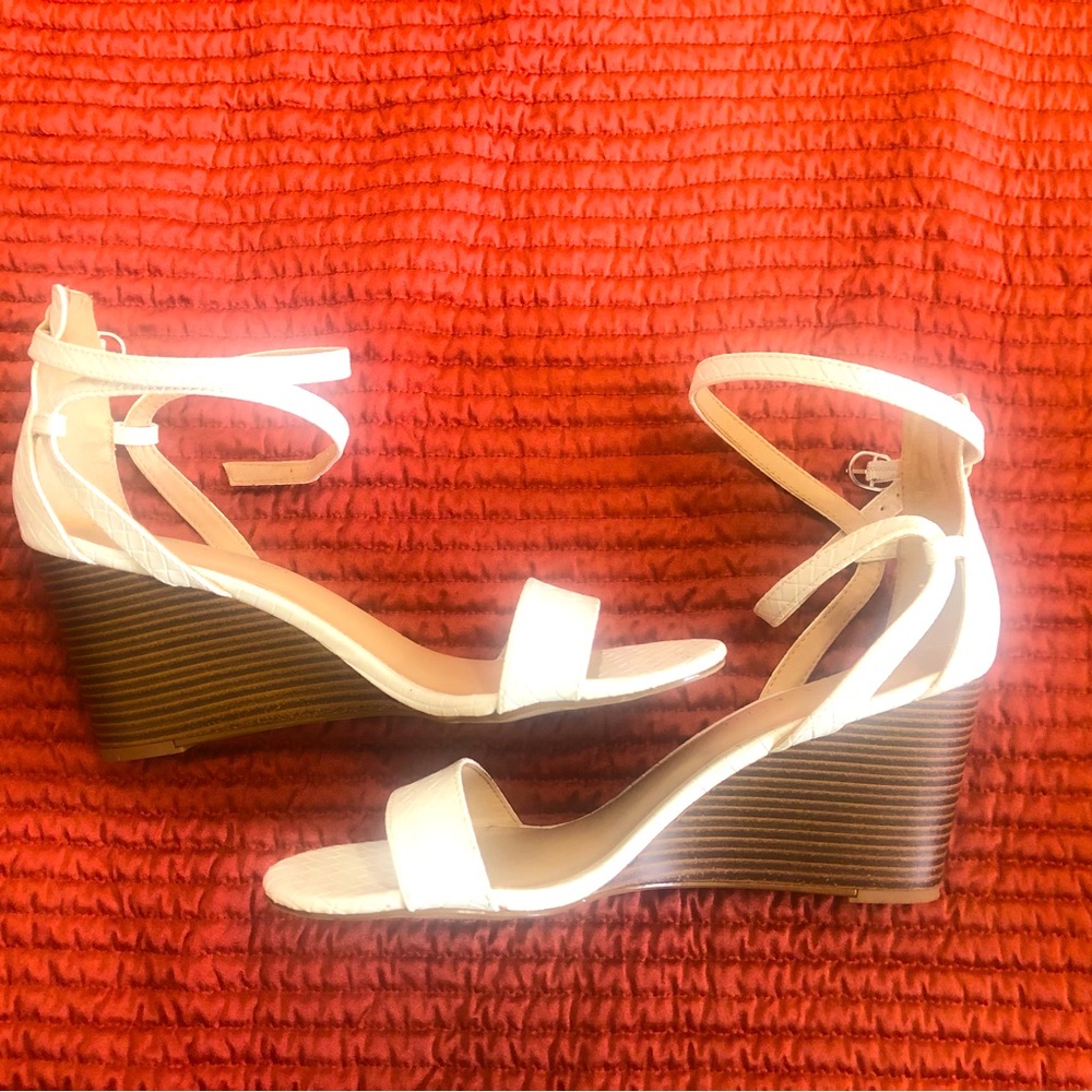 White Wedge Strappy Heels